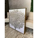 Ver imagem 4 de Quadro 100x100 Cm Árvore da Vida Canvas Moldura Dourada.