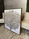 Ver imagem 4 de Quadro 100x100 Cm Árvore da Vida Canvas Moldura Dourada.