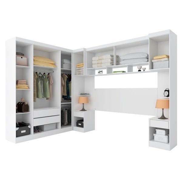 Quarto Modulado Modena de Casal 7 Peças Modena Branco - Demóbile - 1