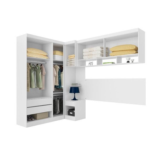 Quarto Branco Modulado Modena Roupeiro 2 Portas + Ponte Amério Aéreo - Demóbile - 2