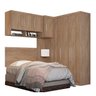 Quarto Modulado Modena de Solteito Compacto Nogal 5 Pçs Roupeiro + Armário Aéreo - Demóbile - 1