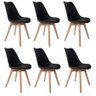 Kit 6 Cadeiras de Jantar Saarinen Leda Tulipa Base Wood Madeira Maciça com Estofado em Couro Preto - 1