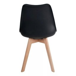 Kit 6 Cadeiras de Jantar Saarinen Leda Tulipa Base Wood Madeira Maciça com Estofado em Couro Preto - 5