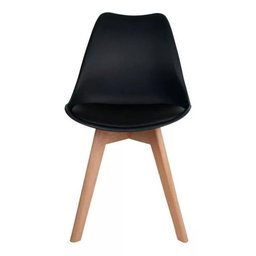 Kit 6 Cadeiras de Jantar Saarinen Leda Tulipa Base Wood Madeira Maciça com Estofado em Couro Preto - 3