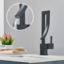 Ver imagem 2 de Torneira Lavabo Banheiro Monocomando Curve Preto Luxo Aço Inox 304 - Brinovar