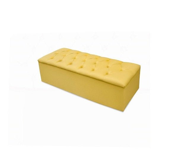 Recamier Calçadeira Baú Solteiro 0,90M Suede Amarelo - 2