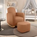 Ver imagem 6 de Poltrona de Amamentação com Balanço e Puff Orgânico Saori W01 Courissimo Mocca - Lyam Decor