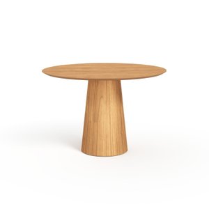 Mesa de Jantar Redonda 120cm Scandi 6 Lugares Lamina Natural de Madeira Mel