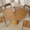 Mesa de Jantar Redonda 120cm Scandi 6 Lugares Lamina Natural de Madeira Mel - 4