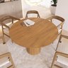 Mesa de Jantar Redonda 120cm Scandi 6 Lugares Lamina Natural de Madeira Mel - 2