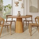 Ver imagem 5 de Mesa de Jantar Redonda 120cm Scandi 6 Lugares Lamina Natural de Madeira Mel