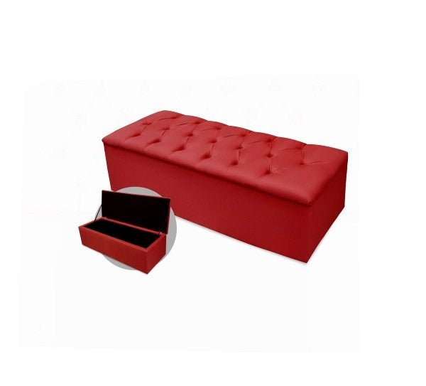 Recamier Calçadeira Baú Solteiro 1,00M Suede Vermelho - 1