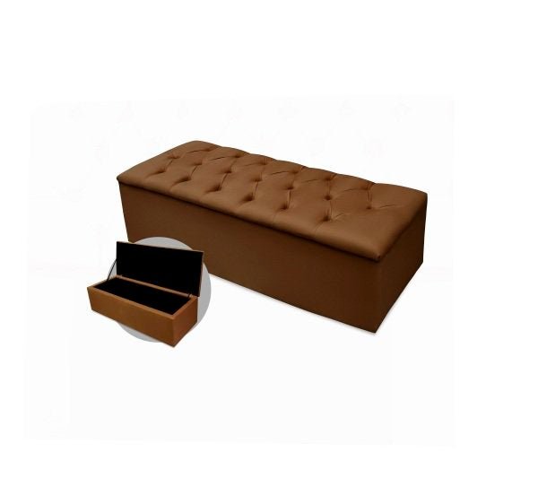 Recamier Calçadeira Baú Casal 1,40 Suede Marrom - 1