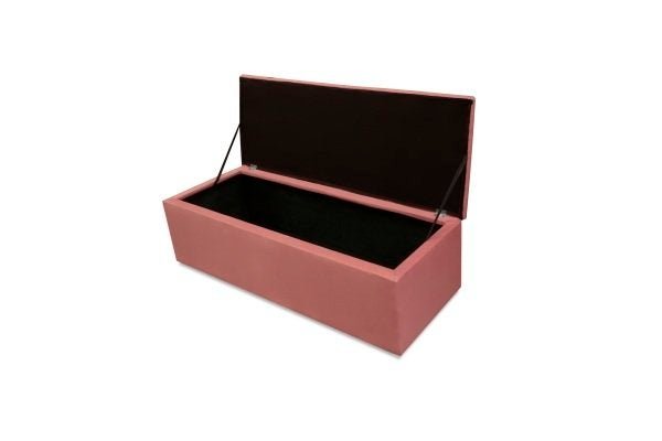 Recamier Calçadeira Baú King 1,95M Suede Rosa - 2