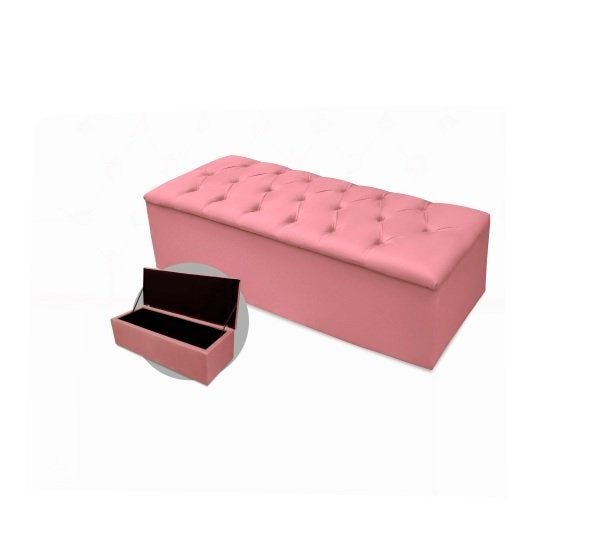 Recamier Calçadeira Baú King 1,95M Suede Rosa - 1