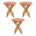 Ver imagem 1 de Kit 3 Mesas Redondas Dobráveis em Madeira Maciça 70x70 Mel Ideal para Bares e Restaurantes