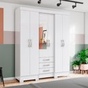 Ver imagem 2 de Guarda Roupa Casal 6 Portas 3 Gavetas 163 Cm B23 Branco Briz