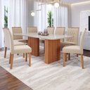 Ver imagem 1 de Mesa de Jantar 8 Lugares Ester Juliana com Vidro Ripado Cinamomo/off White/nude - Cimol
