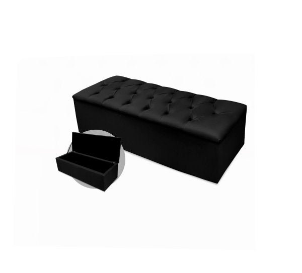 Recamier Calçadeira Baú Queen 1,60 Suede Preto - 1