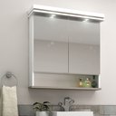 Ver imagem 1 de Armário para Banheiro 80cm com 02 Portas e Luminárias Led Cewal Branco/gianduia