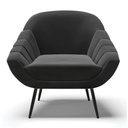 Ver imagem 3 de Kit 2 Poltronas Giovana Suede Preto Pés Palito de Ferro - D'Rossi