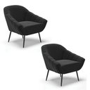 Ver imagem 1 de Kit 2 Poltronas Giovana Suede Preto Pés Palito de Ferro - D'Rossi