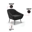 Ver imagem 6 de Kit 2 Poltronas Giovana Suede Preto Pés Palito de Ferro - D'Rossi