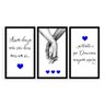Kit 3 Quadros Decorativos Grandes Frase Mãos Dadas Namorado - Azul - 1