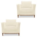 Ver imagem 1 de Kit 2 Poltronas para Vega Linho Bege Pés Castanho