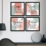 Kit 4 Quadros Decorativos 35x35 Agradeço Aceito Confio Entrego Orgânico Moderno - 2