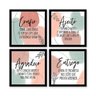 Kit 4 Quadros Decorativos 35x35 Agradeço Aceito Confio Entrego Orgânico Moderno - 1