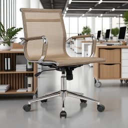 Kit 6 Cadeiras de Escritório Diretor Eames em Tela - Dourada - 3