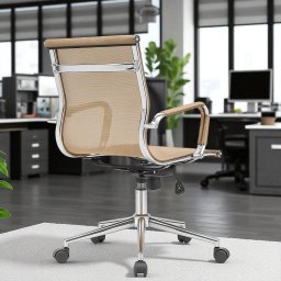 Kit 6 Cadeiras de Escritório Diretor Eames em Tela - Dourada - 2