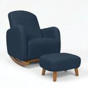 Ver imagem 2 de Poltrona Amamentação Balanço Madeira e Puff Jhessy Suede D03 - D'rossi