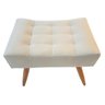 Puff Banqueta Retangular Decorativo para Sala Quarto Penteadeira Bege Pé Natural - 3