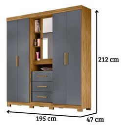 Guarda Roupa Casal Eldorado 5 Portas Freijó Cinza Moval - 2