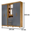 Ver imagem 2 de Guarda Roupa Casal Eldorado 5 Portas Freijó Cinza Moval