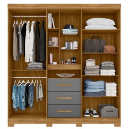 Guarda Roupa Casal Eldorado 5 Portas Freijó Cinza Moval - 4