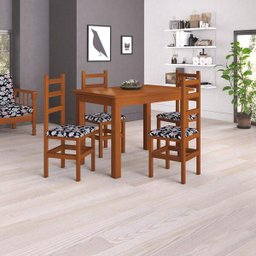 Conjunto de Mesa 0,90 com 4 Cadeiras tecido 315 - Belini - Imbuia - 1