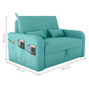 Ver imagem 2 de Sofá-Cama Lyon 1 Lugar com Baú Veludo Verde Menta 140cm Abertura Frontal para Sala