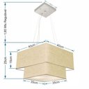 Ver imagem 2 de Lustre Pendente Duplo Quadrado Vivare Md-4157 Cúpula em Tecido 40x35cm - Bivolt Rustico-bege 127/