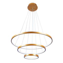 Lustre Pendente Moderno 3 Anéis 20 40 e 60cm Arco Ring Led 55w 6500k:dourado - Luz Branca Fria 6500k - 1