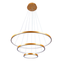 Ver imagem 1 de Lustre Pendente Moderno 3 Anéis 20 40 e 60cm Arco Ring Led 55w 6500k:dourado - Luz Branca Fria 6500k