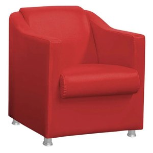 Cadeira Poltrona Tilla Courino Clinica Sala de Estar Courino Vermelho