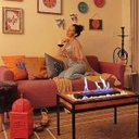 Ver imagem 1 de Lareira Ecológica em madeira com Pedras Brancas e Suporte - Vesúvio