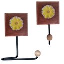Ver imagem 5 de Kit Banheiro 3 Peças Toalheiro Cabideiro Porta Papel Papel com Flores Coloridas Cor Amarelo