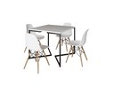 Ver imagem 2 de Mesa Industrial Base Ferro Preto em V Tampo 90x90 Branco 4 Cadeiras Eames Madeira Assento Branco