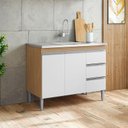 Ver imagem 5 de Balcão de Pia Andréia 100 Cm Amêndoa Branco - Ajl