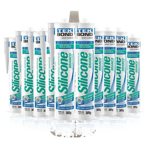 Kit 10 Silicone Base D'água 305g Branco Tekbond 01 Unidade