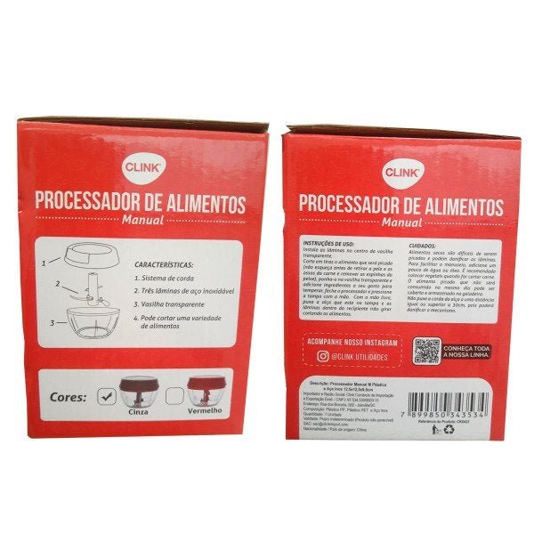Processador Manual De Alimentos Funcional Aço Inox Médio - 6